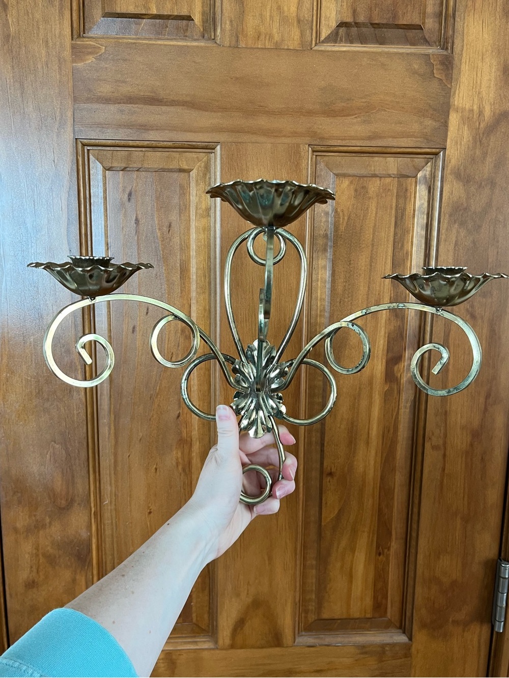 Classic Brass Three-Arm Candleholder Wall Sconce